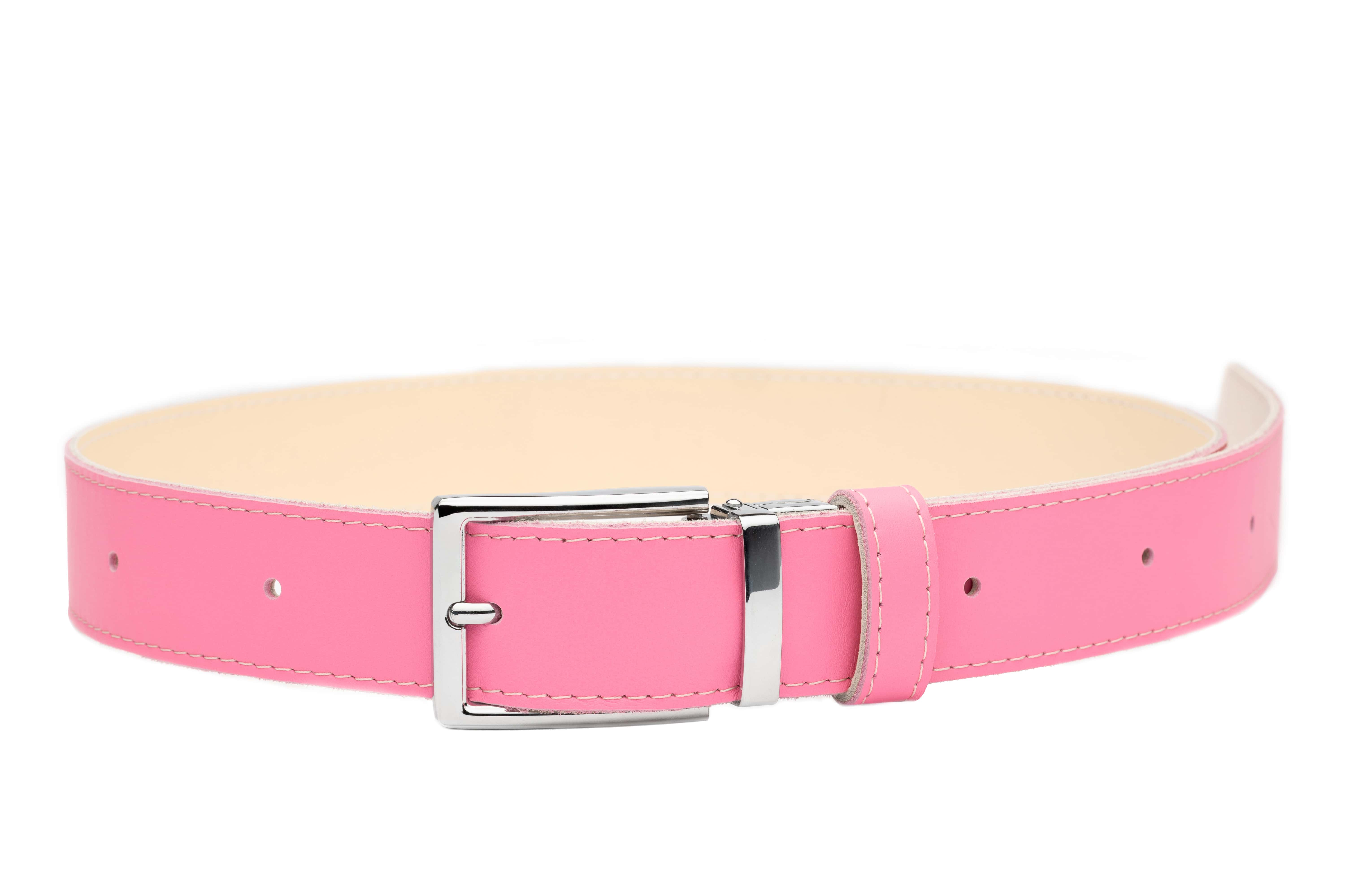 Cream & Pink Real Italian Leather Reversible Belt