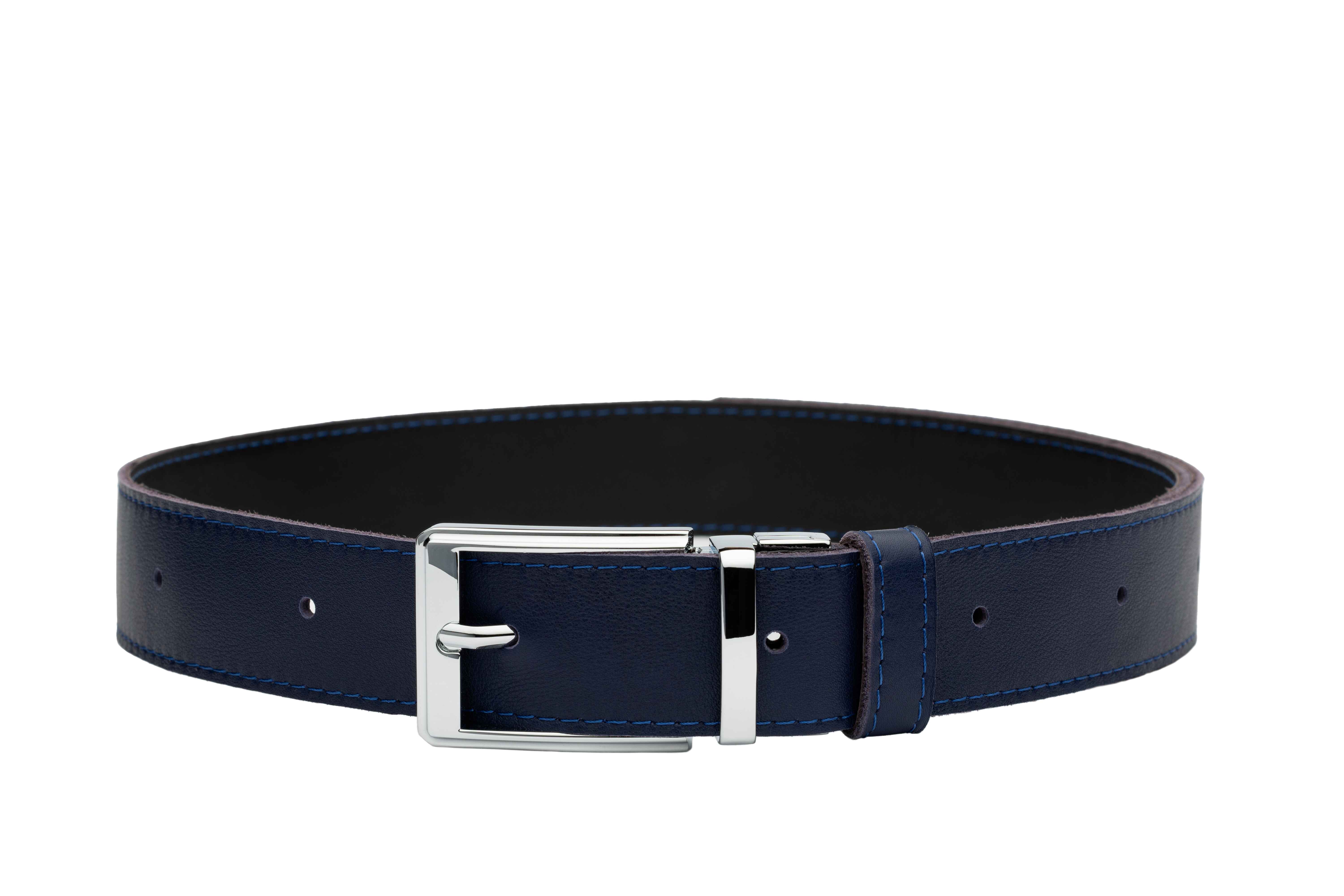 Black & Blue Real Italian Leather Reversible Belt