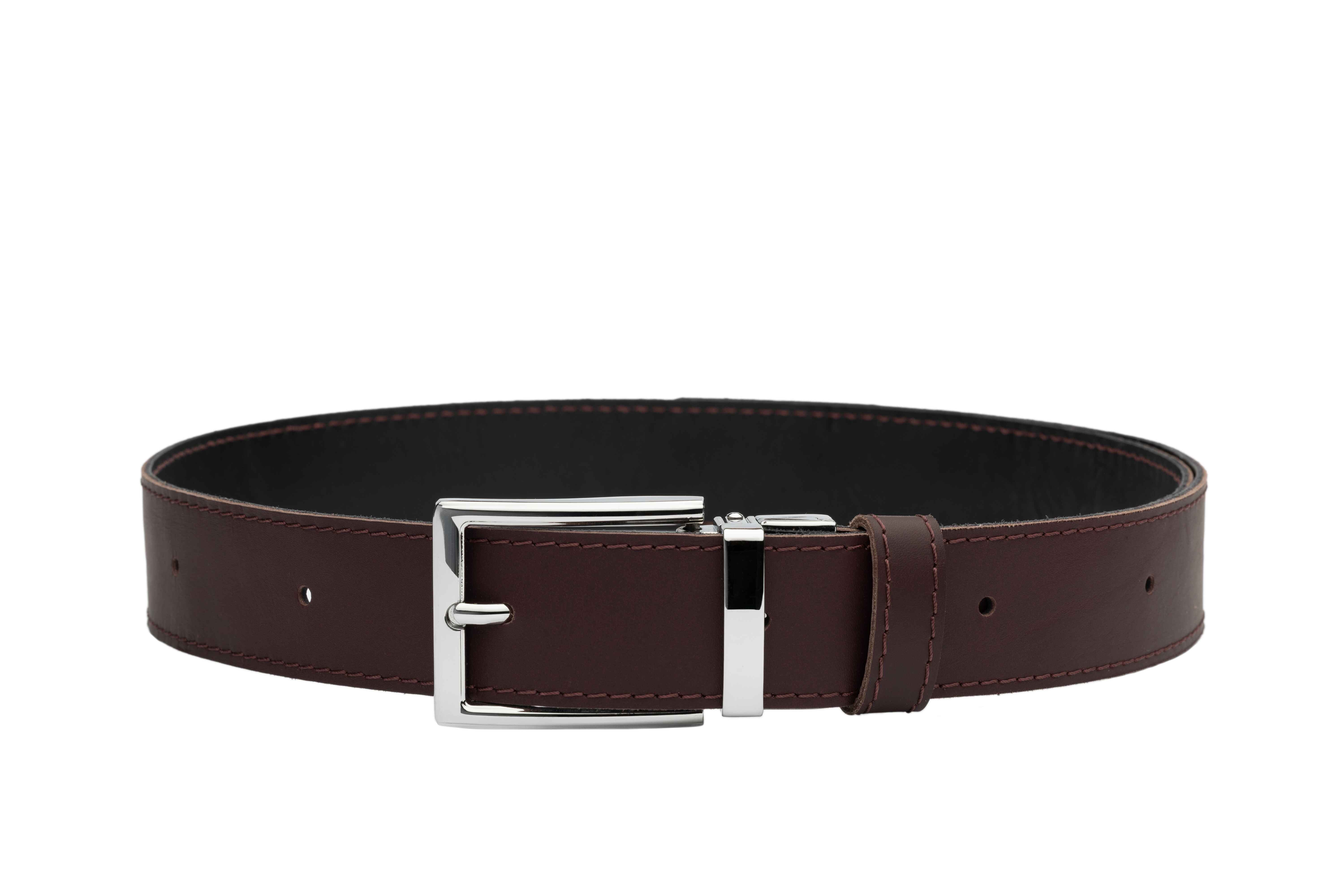 Black & Burgundy Real Italian Leather Reversible Belt