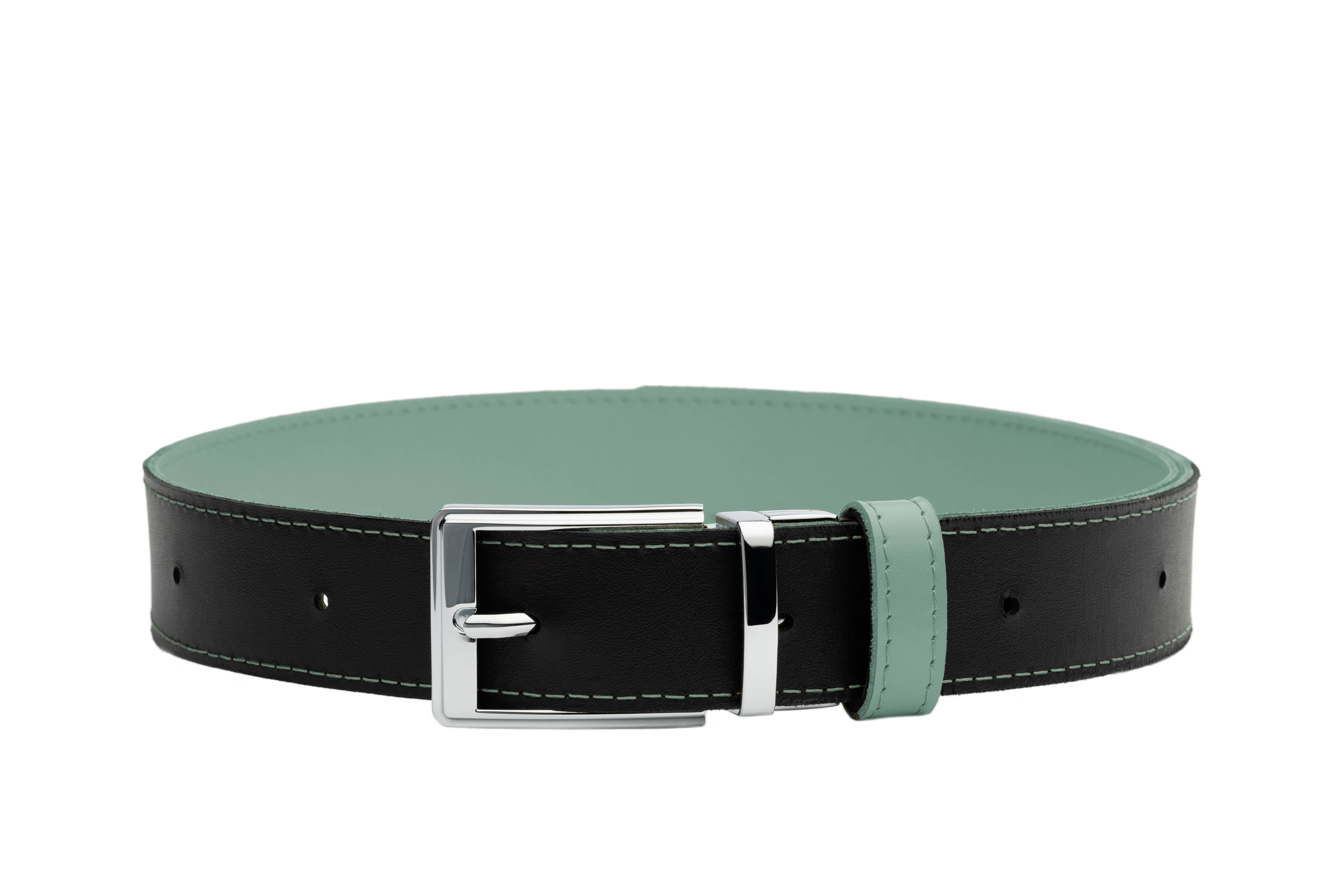 Black & Sage Real Italian Leather Reversible Belt