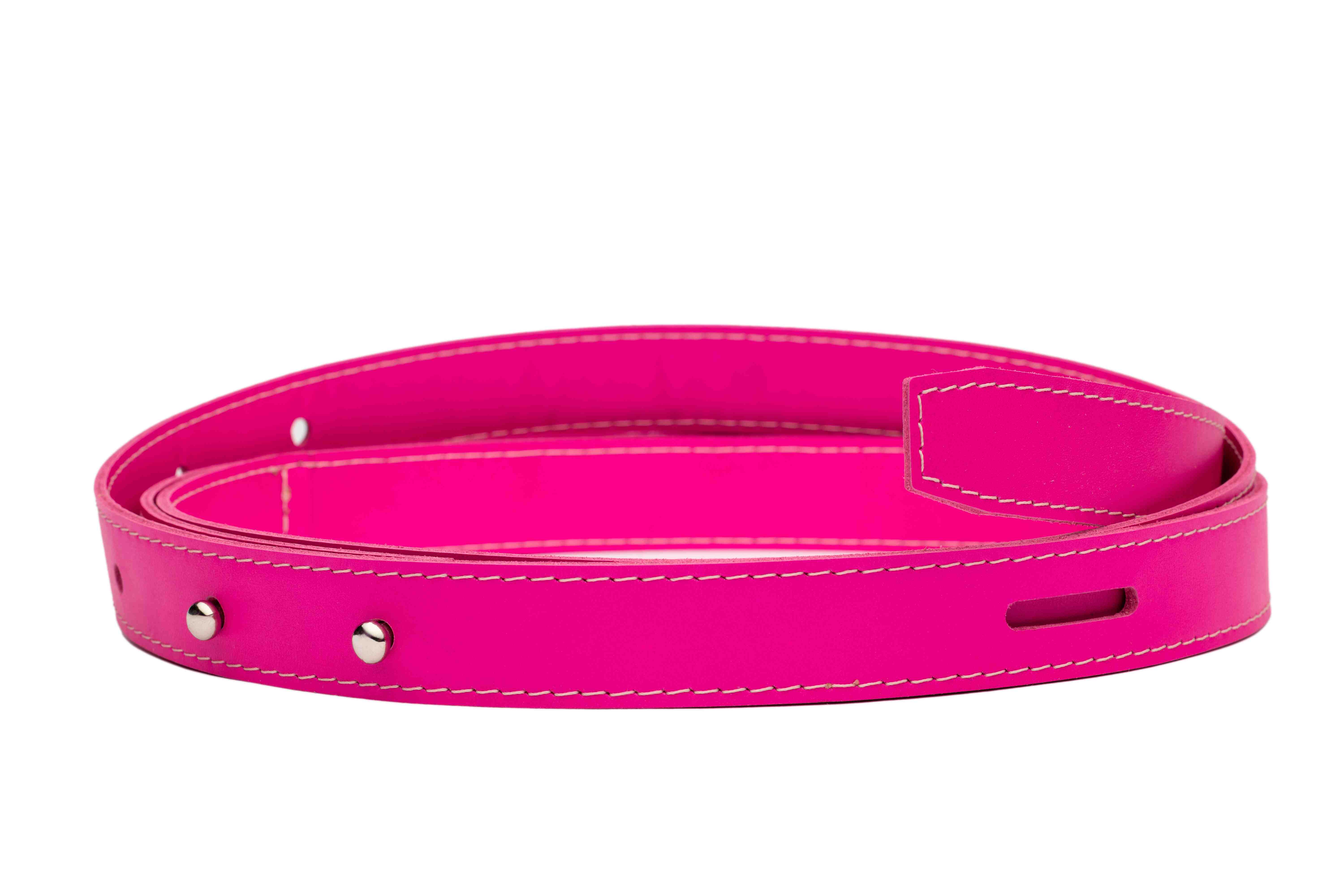 Pink Real Italian Leather Buckless Belt