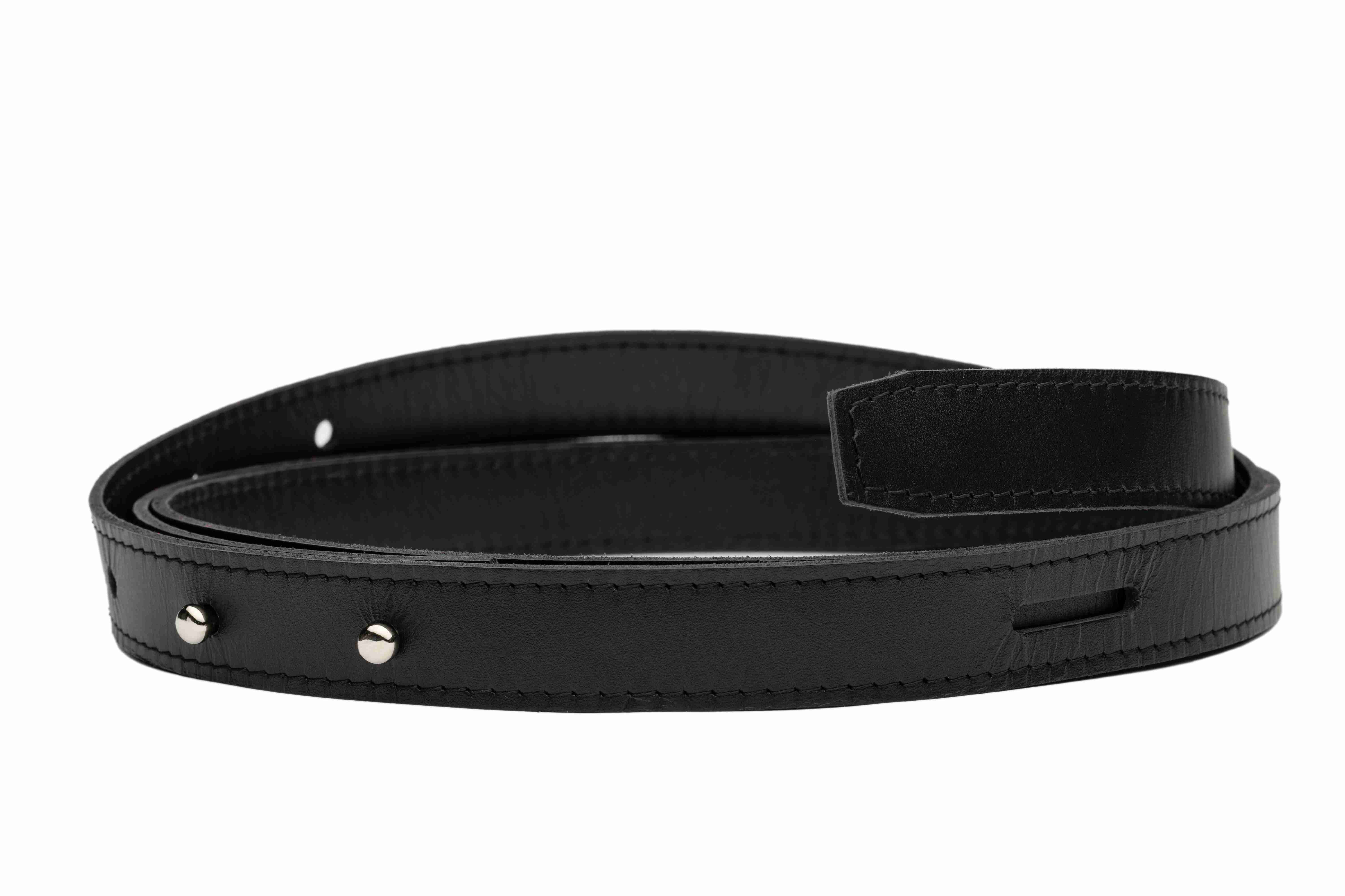 Black Real Italian Leather Buckless Belt