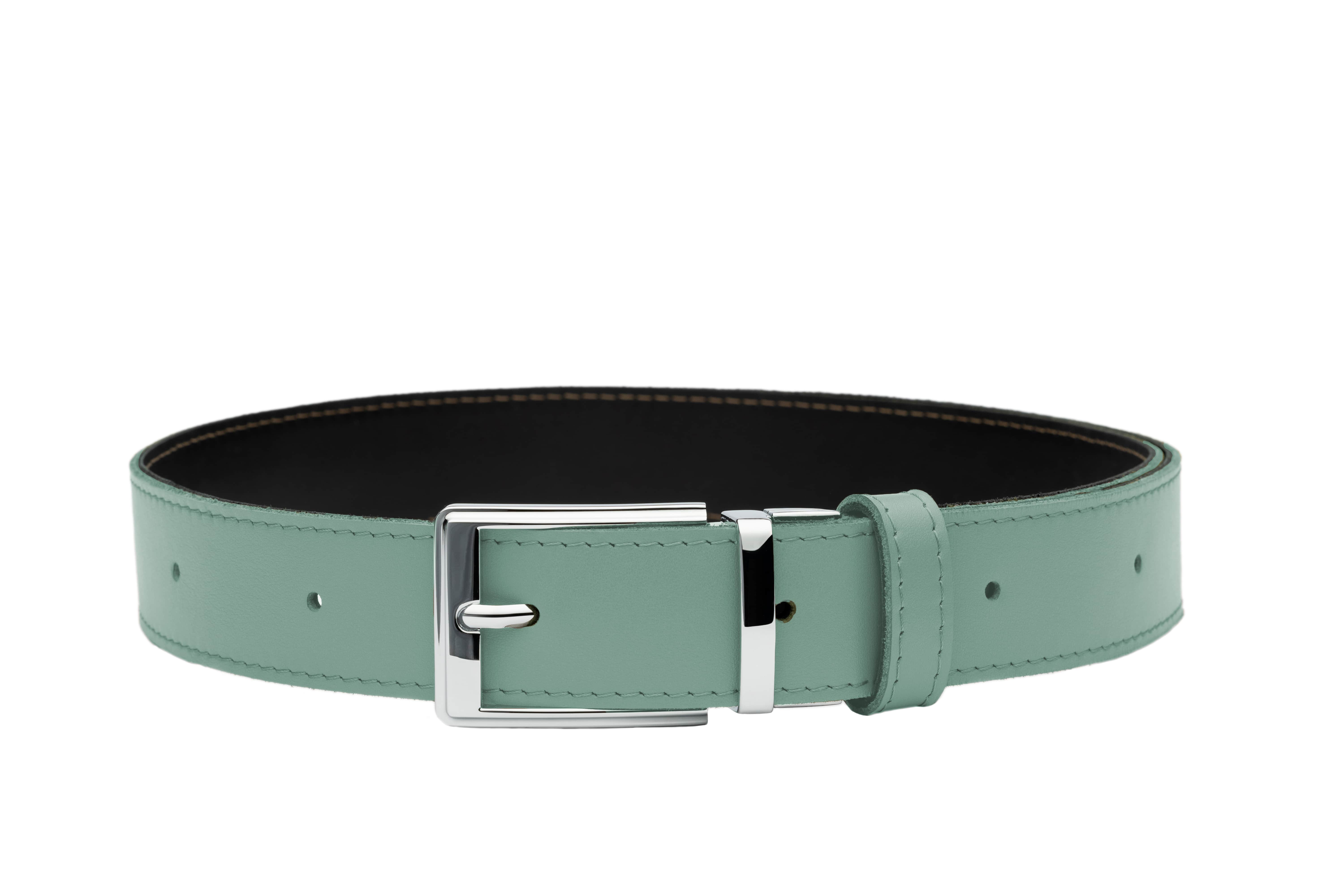 Black & Sage Real Italian Leather Reversible Belt