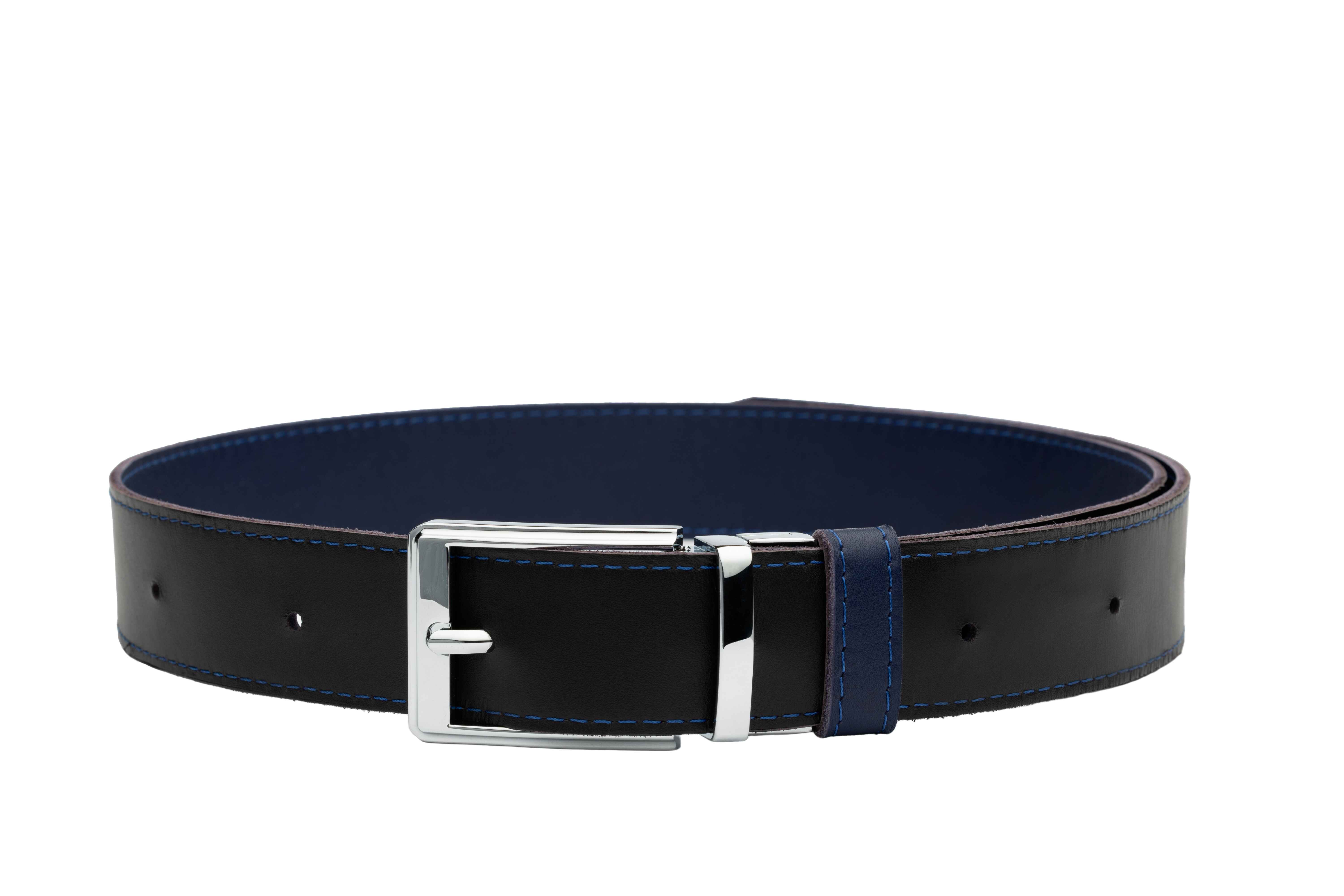 Black & Blue Real Italian Leather Reversible Belt