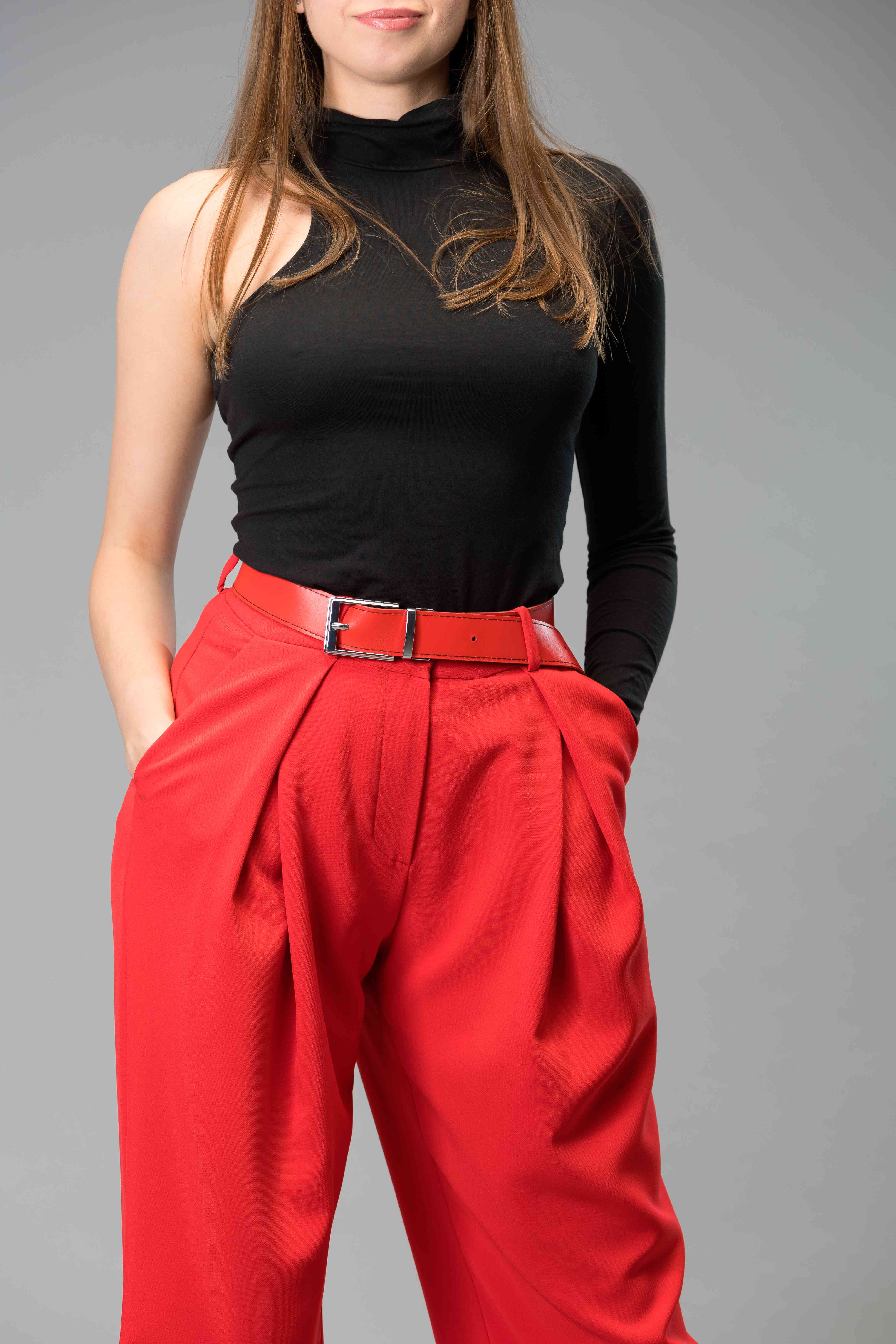 Black & Red Real Italian Leather Reversible Belt