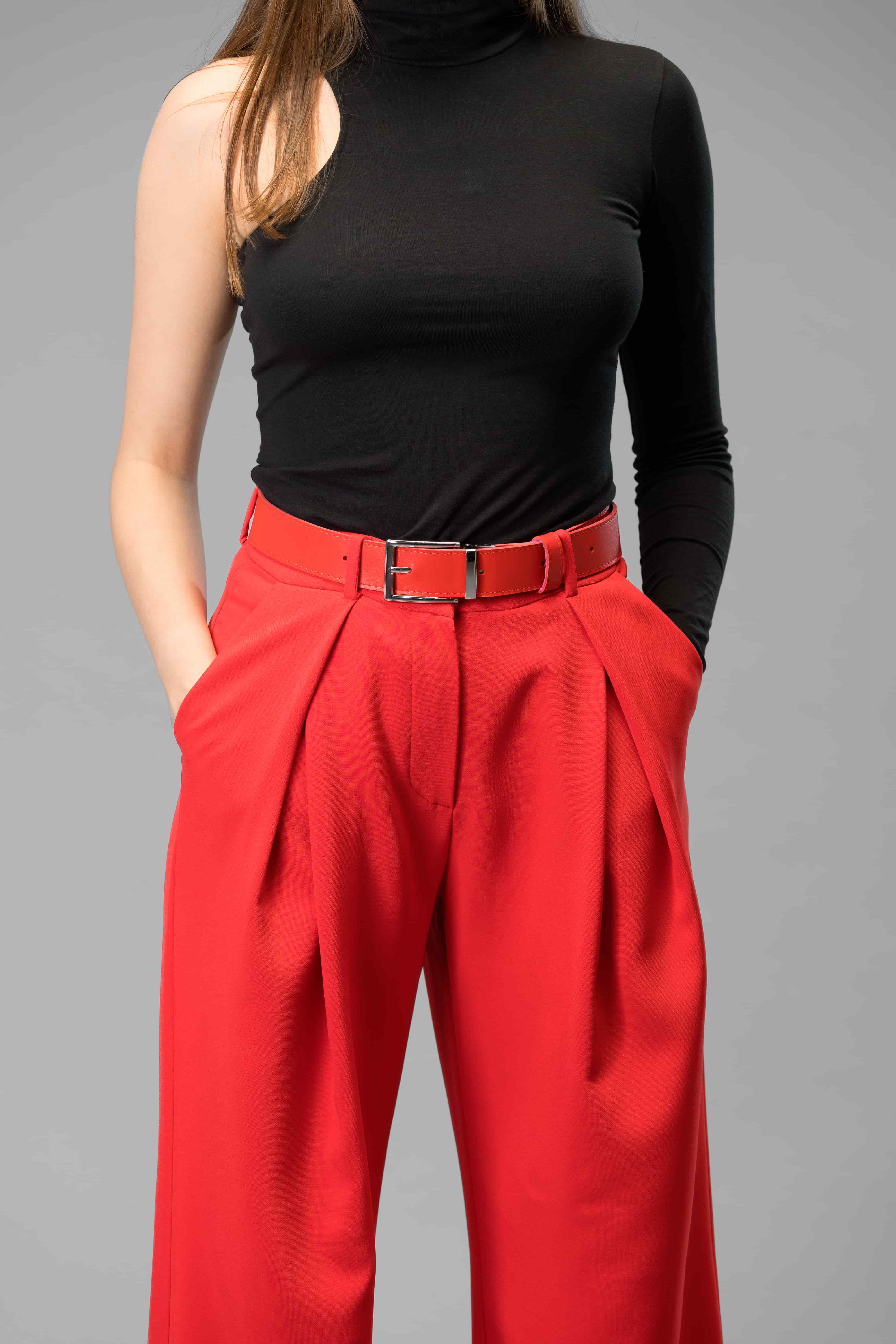 Red & Pink Real Italian Leather Reversible Belt